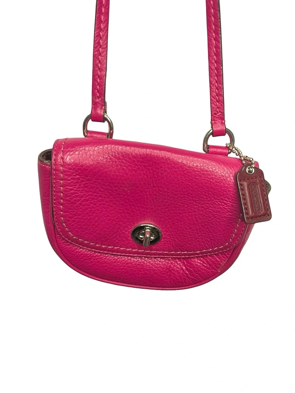 Coach Magenta Leather Crossbody Mini Saddle Bag